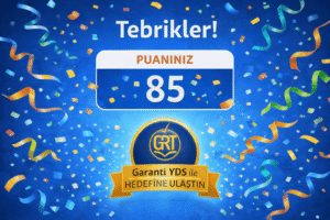 Garanti YDS online kursu stratejileri ile YÖKDİL sınavından 85 puan alan öğrencinin başarı ekranı